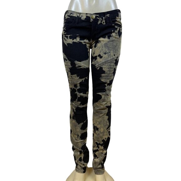 Current/Elliott Womens Black/Brown Cotton Elastane Tie-Dye Skinny Jeans Size 28 - Picture 2 of 11